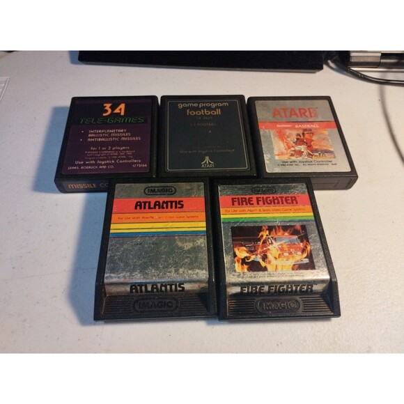 Atari 2600 Lot Of 5 Games - Tested & Work - Atlantis, Fire Fighter, Football - Picture 1 of 3